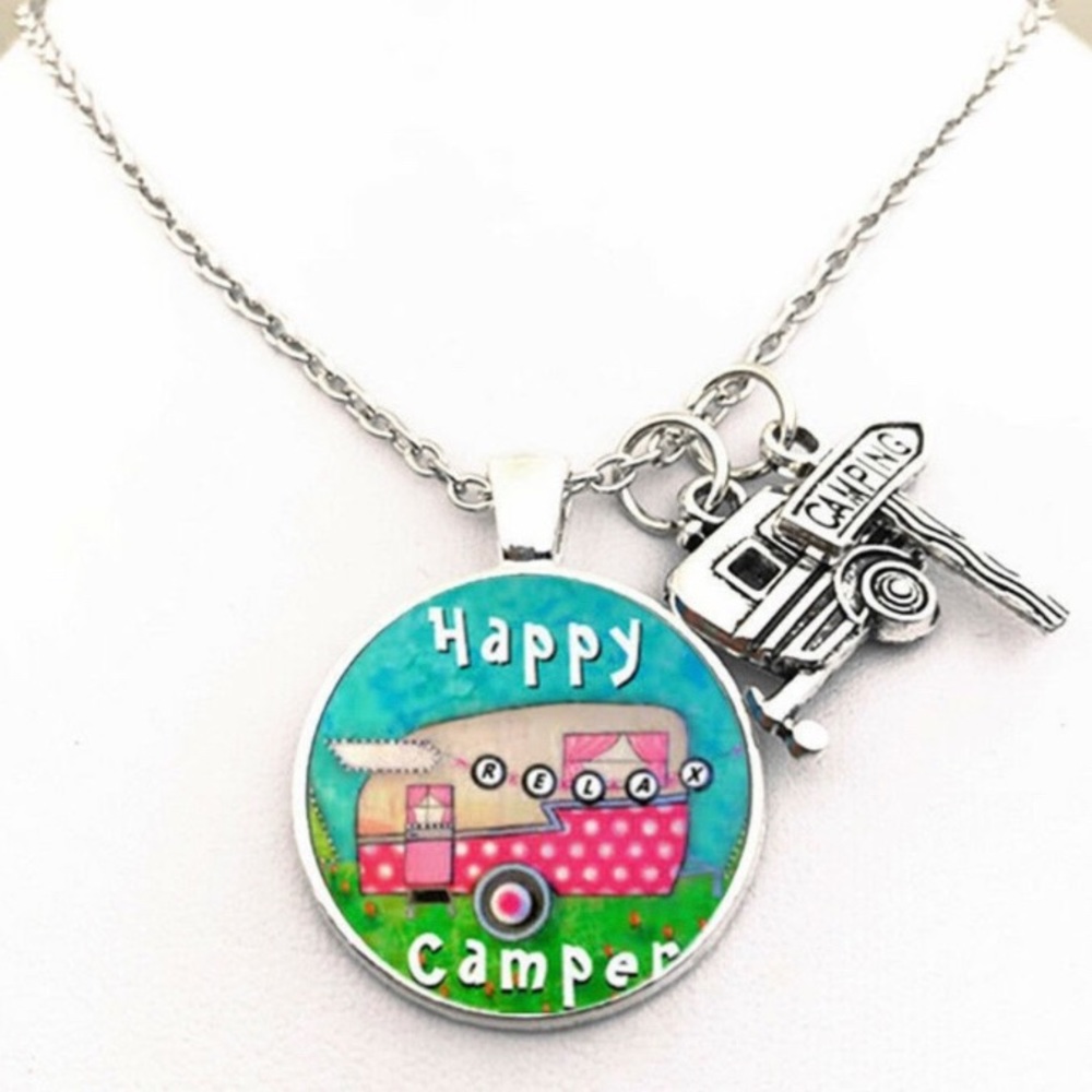 Happy Camper Relax  Cabochon necklace